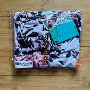 NWT Posh Peanut Long Sleeve Ruffled Henley Romper - Rima - 18-24m